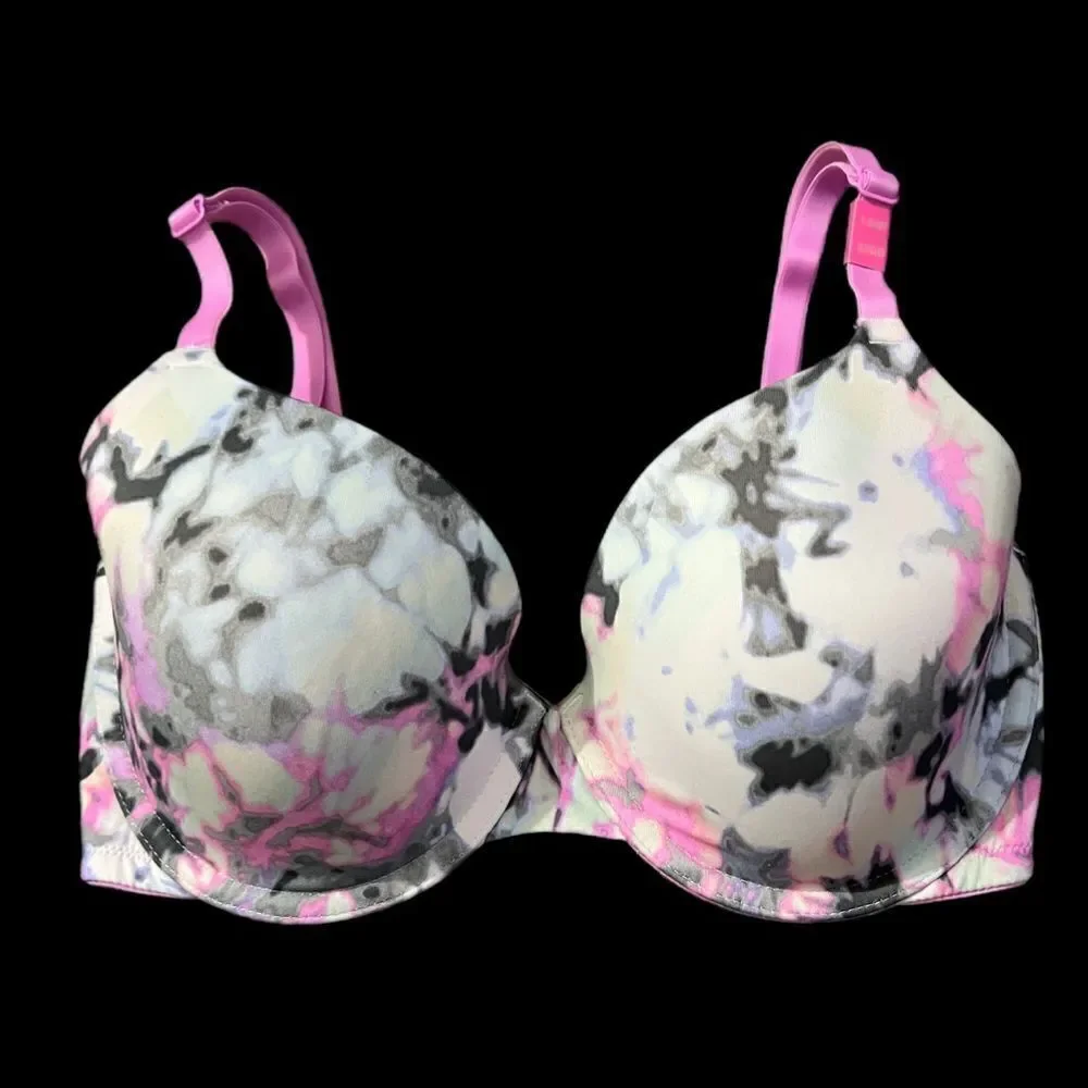 Victoria’s Secret Pink Wear Everywhere T- shirt Lightly Lined Bra tie die 32DD